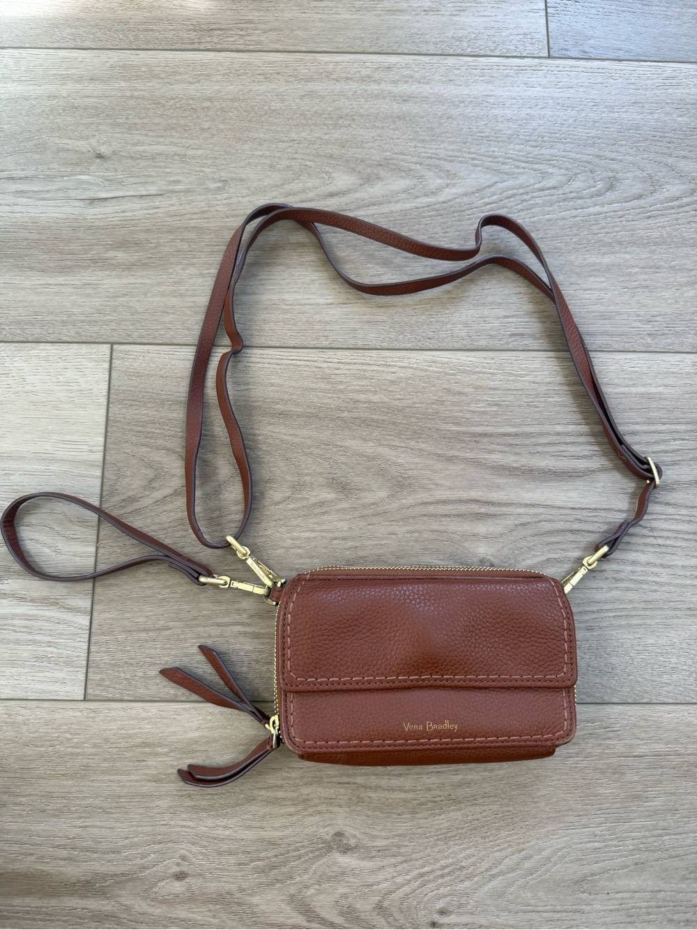 Vera Bradley Brown Leather Crossbody Bag